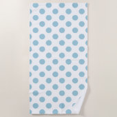 Light Blue Large Polka Dots auf Weiß Strandtuch (Vorderseite)