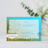 Light Blue Las Vegas Strip Wedding RSVP (Stehend Vorderseite)
