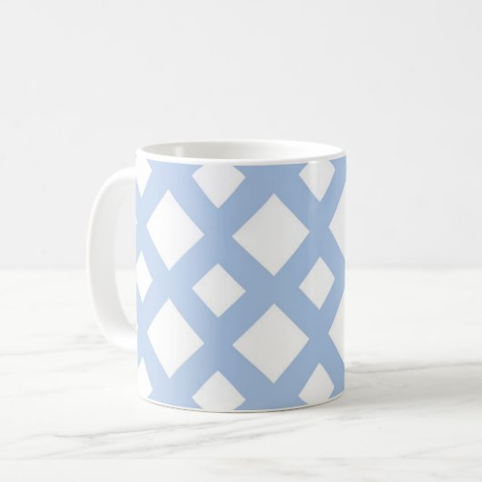 Light Blue Lattice auf Weiß Kaffeetasse (Vorderseite Links)