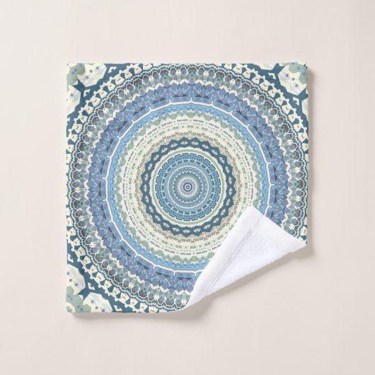 Light Blue Lavender Mandala Badhandtuch Set (Waschlappen)