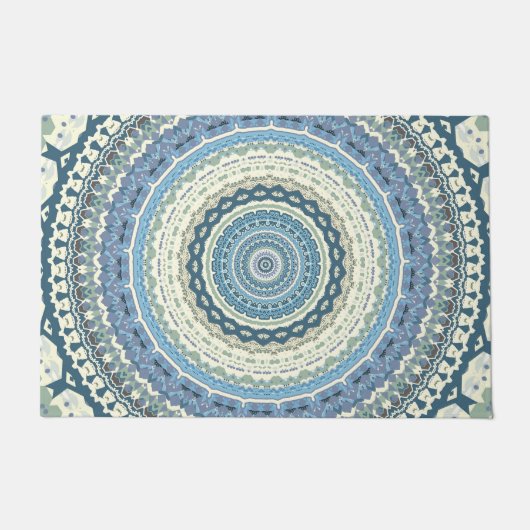 Light Blue Lavender Mandala Fußmatte (Vorderseite)
