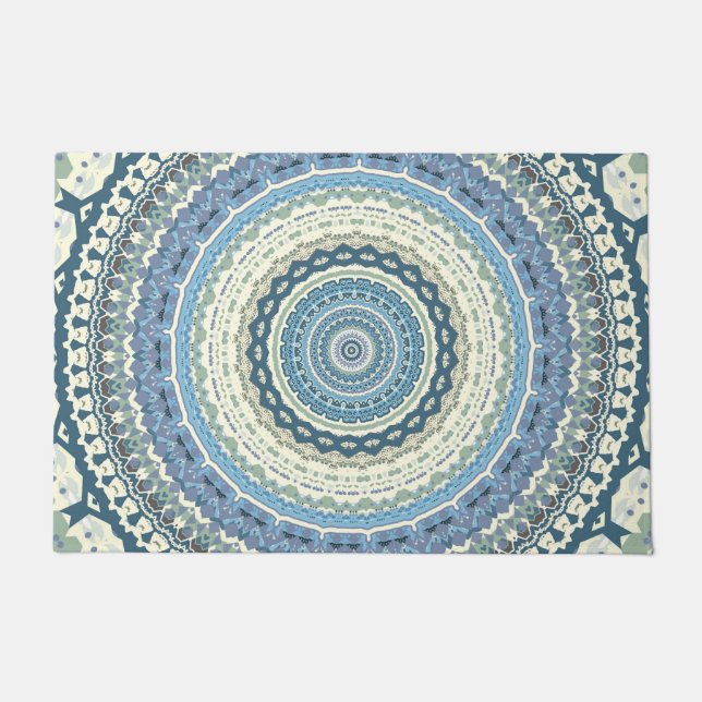 Light Blue Lavender Mandala Fußmatte (Vorderseite)