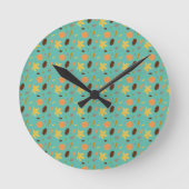 Light Blue Leaaf Wall Clock Runde Wanduhr (Vorderseite)