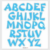 Light Blue Letters White Alphabet Wall Aufkleber (Blatt)