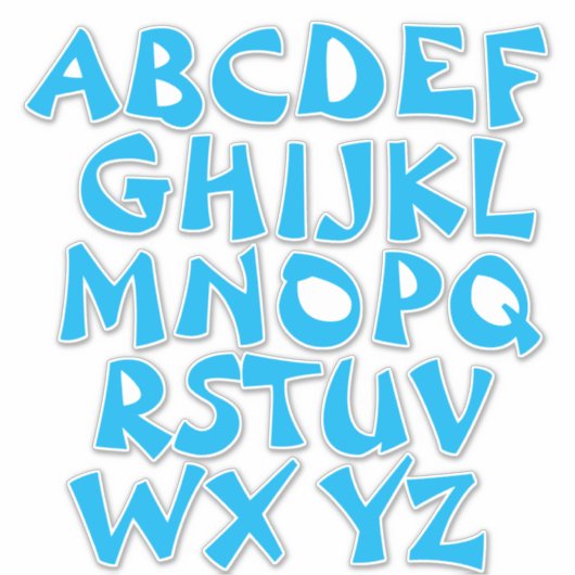 Light Blue Letters White Alphabet Wall Aufkleber (Vorderseite)