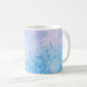 Light Blue Lila Mandala Abstrakt Zen Kaffeetasse