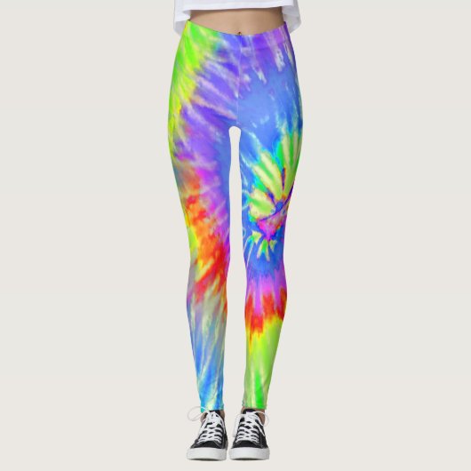 Light Blue & Lila Psychedelic Sternexplosion Gefär Leggings (Vorderseite)