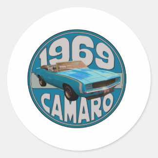 Light Blue Line 1969 Camaro Super Sport Runder Aufkleber