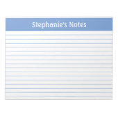 Light Blue Lined 11 x 8,5 Landschaft Personalisier Notizblock (Vorderseite)