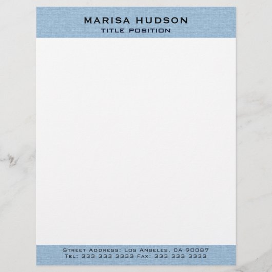 Light blue Linen Fabric Texture Briefbogen (Vorderseite)