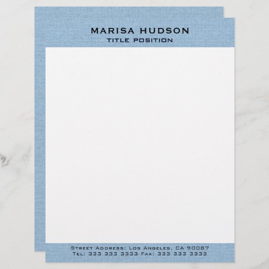 Light blue Linen Fabric Texture Briefbogen (Vorne/Hinten)