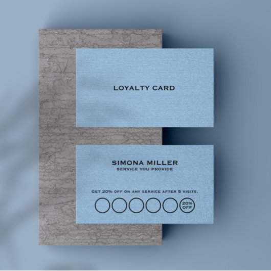 Light Blue Linen Texture Loyalty Card Visitenkarte