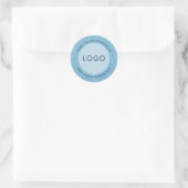 Light blue linen texture personalized text runder aufkleber (Tasche)