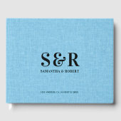 Light Blue Linen Wedgram Gästebuch (Vorderseite)