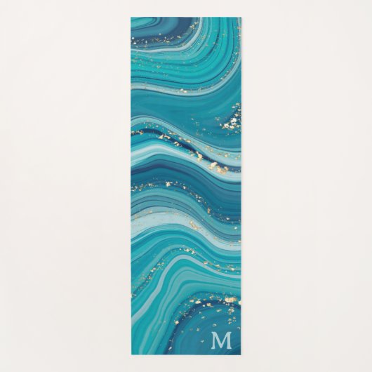 Light Blue Liquid Marmor Yogamatte (Vorderseite)