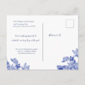 Light Blue Lotus Floral Chinoiserie Save the Date Postkarte (Rückseite)