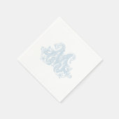 Light Blue "M" Monogram Cocktail Napkins Serviette (Ecke)