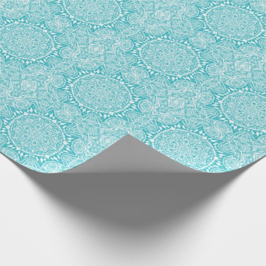 Light Blue Mandala Muster Geschenkpapier (Ecke)