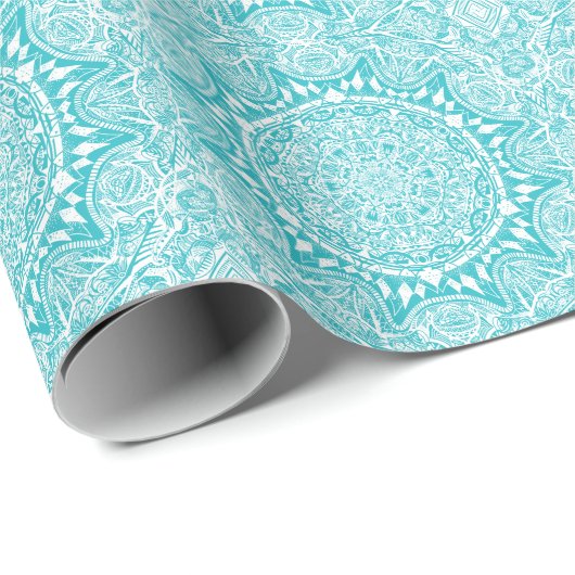 Light Blue Mandala Muster Geschenkpapier (Rolleneckpunkt)