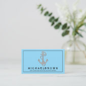 Light Blue Marine Nautical Anchor Visitenkarte (Stehend Vorderseite)