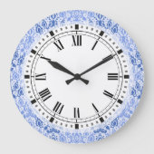 Light Blue marokkanische Casbah Damask Große Wanduhr (Vorderseite)