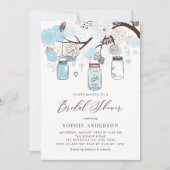 Light Blue Mason Jars Brautparty Einladung (Vorderseite)