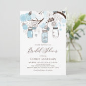 Light Blue Mason Jars Brautparty Einladung (Stehend Vorderseite)