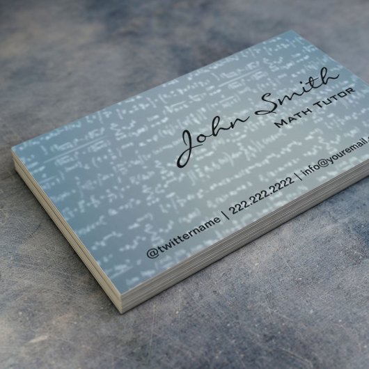Light Blue Math Formulas Math Tutor Business Card Visitenkarte