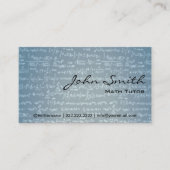 Light Blue Math Formulas Math Tutor Business Card Visitenkarte (Vorderseite)