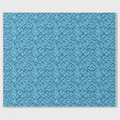 Light Blue Meander Pattern | Modernes Maze Geschenkpapier (Flach)