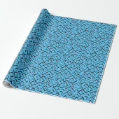 Light Blue Meander Pattern | Modernes Maze Geschenkpapier (Ungerollt)