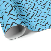Light Blue Meander Pattern | Modernes Maze Geschenkpapier (Rolleneckpunkt)