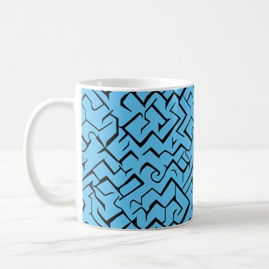 Light Blue Meander Pattern | Modernes Maze Kaffeetasse (Links)