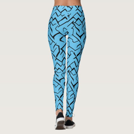 Light Blue Meander Pattern | Modernes Maze Leggings (Rückseite)