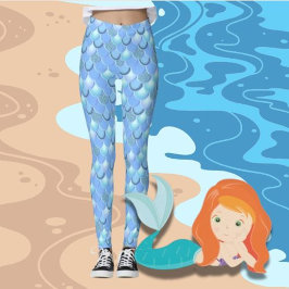 Light Blue mermaid Leggings