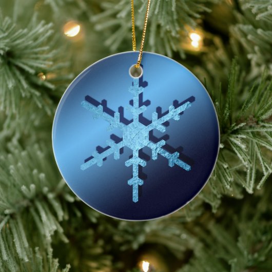 Light Blue Metallic Look Snowflake Schöne Keramik Ornament (Baum)