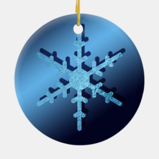 Light Blue Metallic Look Snowflake Schöne Keramik Ornament (Hinten)