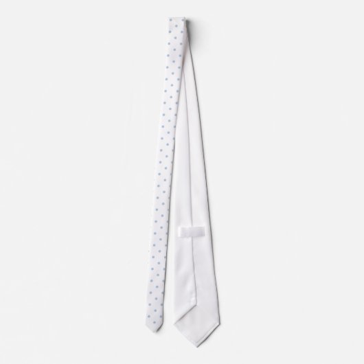 Light Blue Mini Polka Dot Pattern auf Weiß Krawatte (Rückseite)