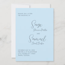 Light Blue Minimal Hochzeitseinladung