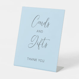 Light Blue Minimal Hochzeitskarten und Geschenkzei Sockelschild