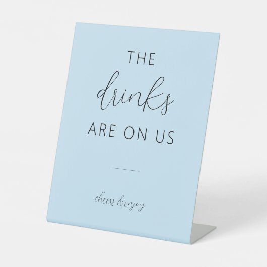Light Blue Minimal Wedding Open Bar Pedestal Sign Sockelschild (Vorderseite)