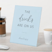 Light Blue Minimal Wedding Open Bar Pedestal Sign Sockelschild (In SItu)