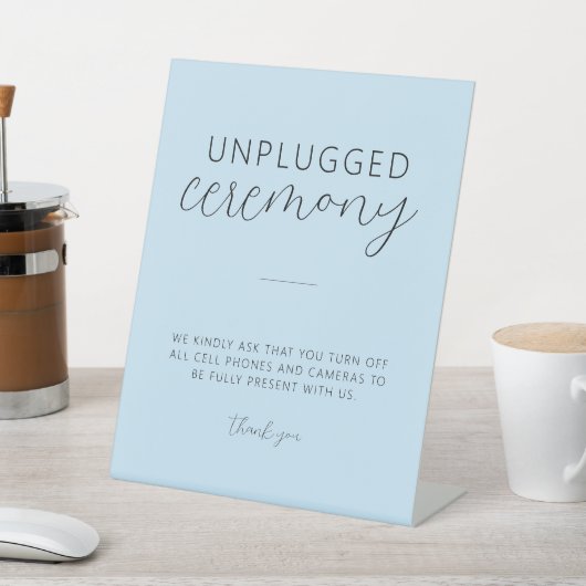 Light Blue Minimal Wedding Unplugged Pedestal Sign Sockelschild (In SItu)