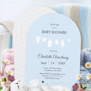 Light Blue Minimalistisch Arched Baby Boy Dusche Einladung