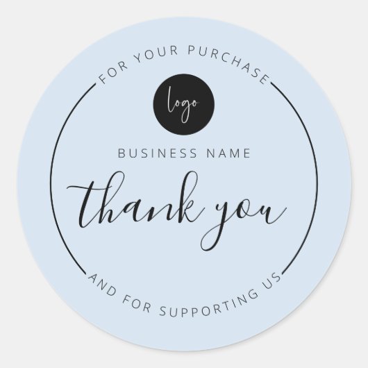 Light Blue Minimalistisch Ästhetik Danke Circle Runder Aufkleber (Vorderseite)