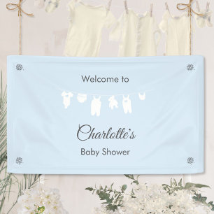 Light Blue Minimalistisch Baby Boy Dusche Banner