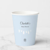 Light Blue Minimalistisch Baby Dusche Pappbecher (Rückseite)
