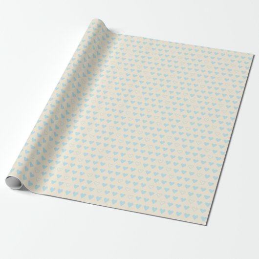 Light Blue Minimalistisch Geometric Herzmuster Geschenkpapier (Ungerollt)