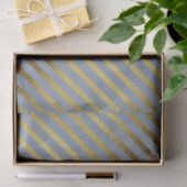 Light Blue mit Diagonal Gold Streifen Seidenpapier (Geschenk)