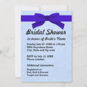 Light Blue mit Heart & Blue Bow Brautparty Einladung (Vorderseite)